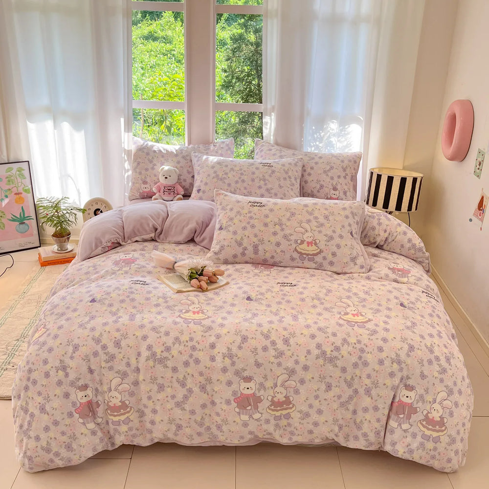 Mehrfarbiger Fleece-Bettbezug aus Polyesterfleece im modernen Stil, Grösse: 200x230cm