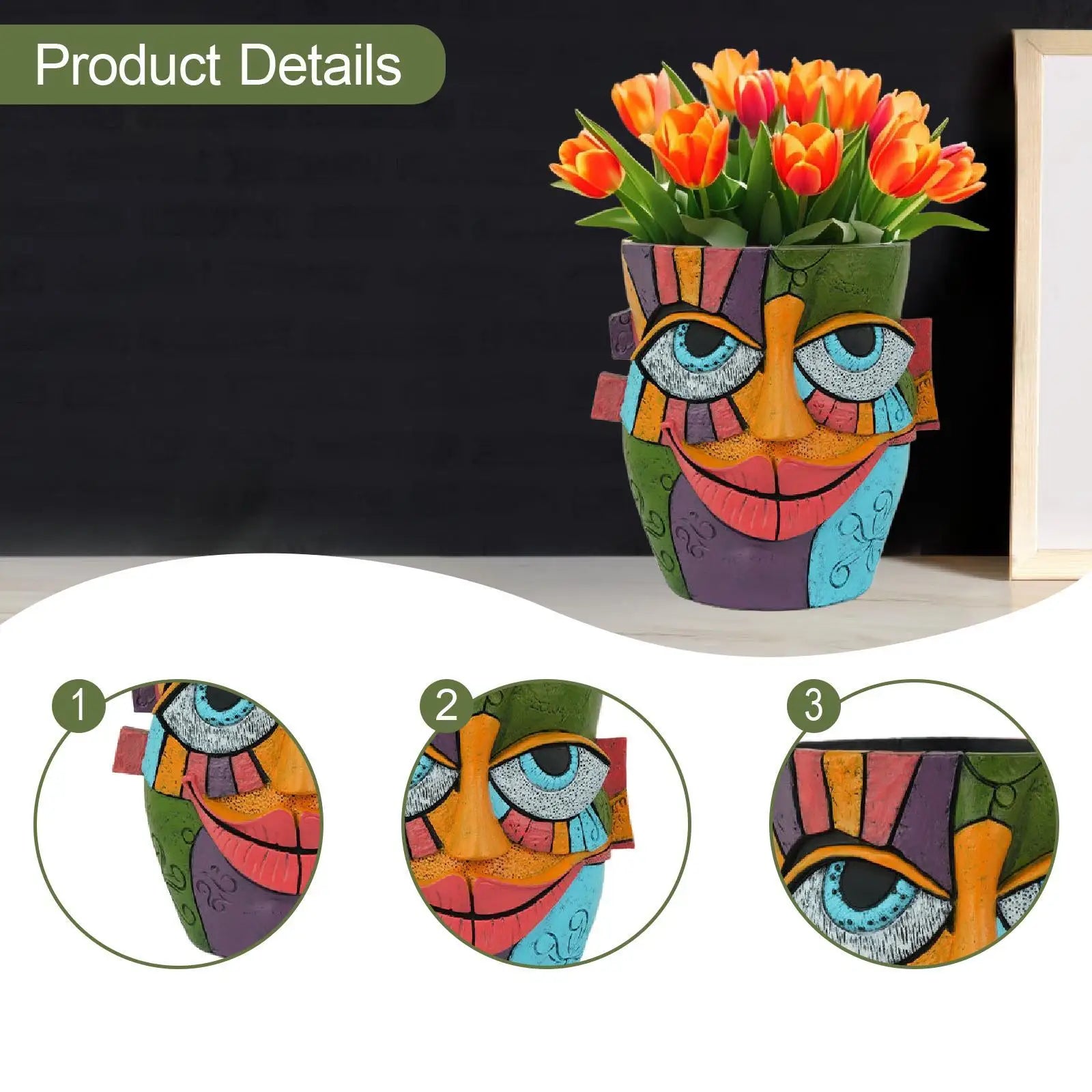 Gesichts-Blumentopf – Resin Kunst Design 15.5x16cm