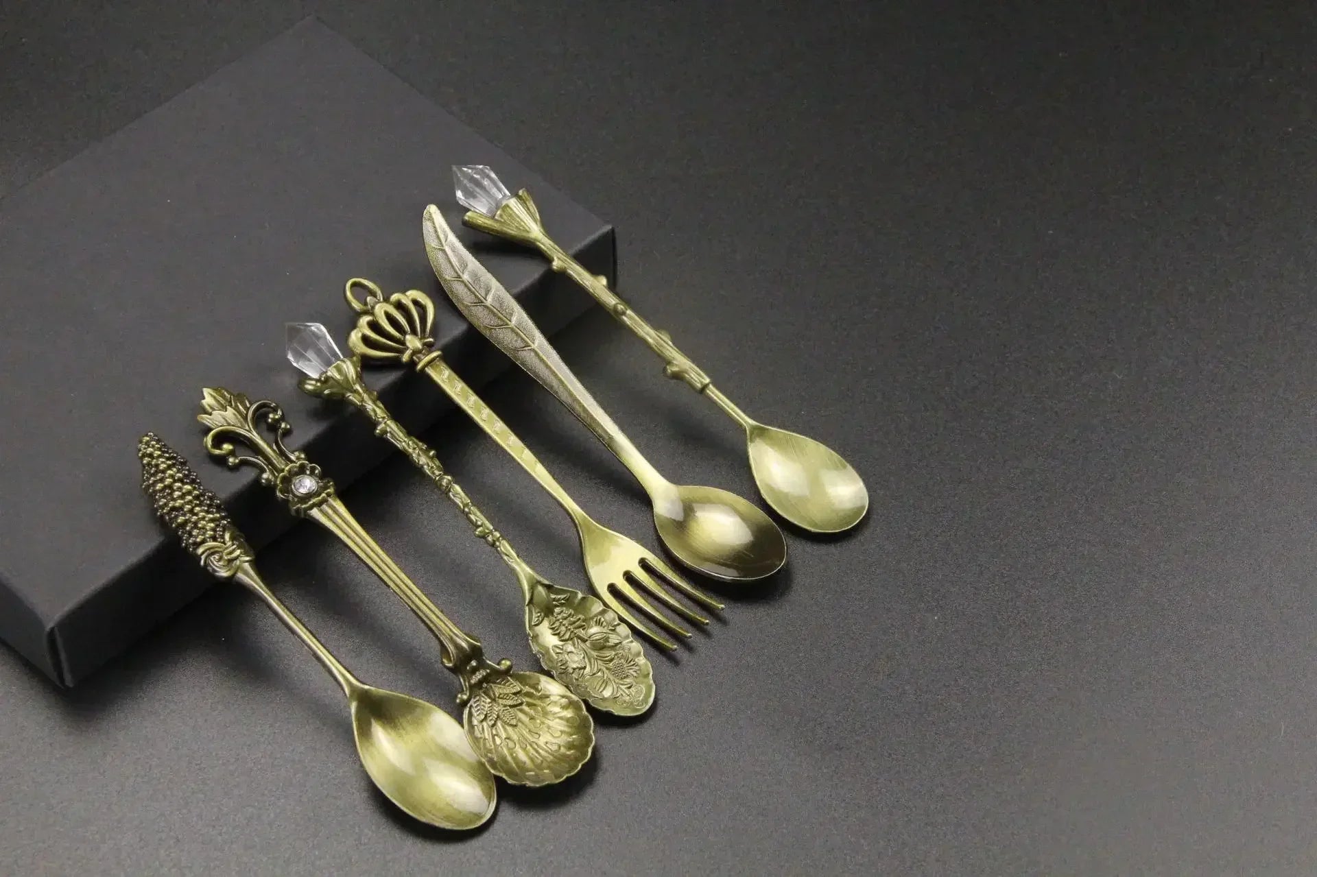 Kaffeelöffel Set – Vintage Zinklegierung, Kristallspitzen