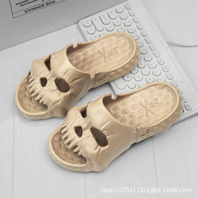 Halloween Totenkopf Slipper – EVA Komfort, Innen/Strand