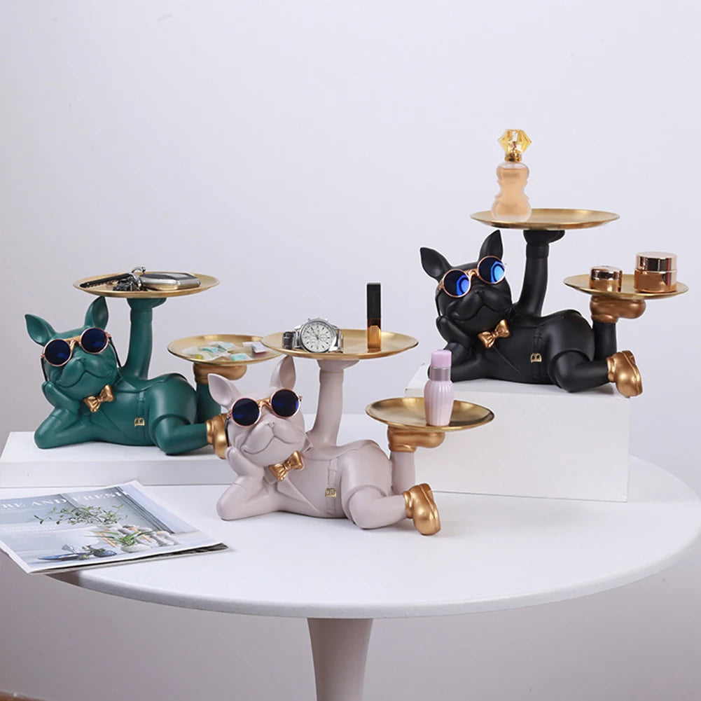 Bulldog Resin Skulptur – Stilvolles Tablett Heimdeko