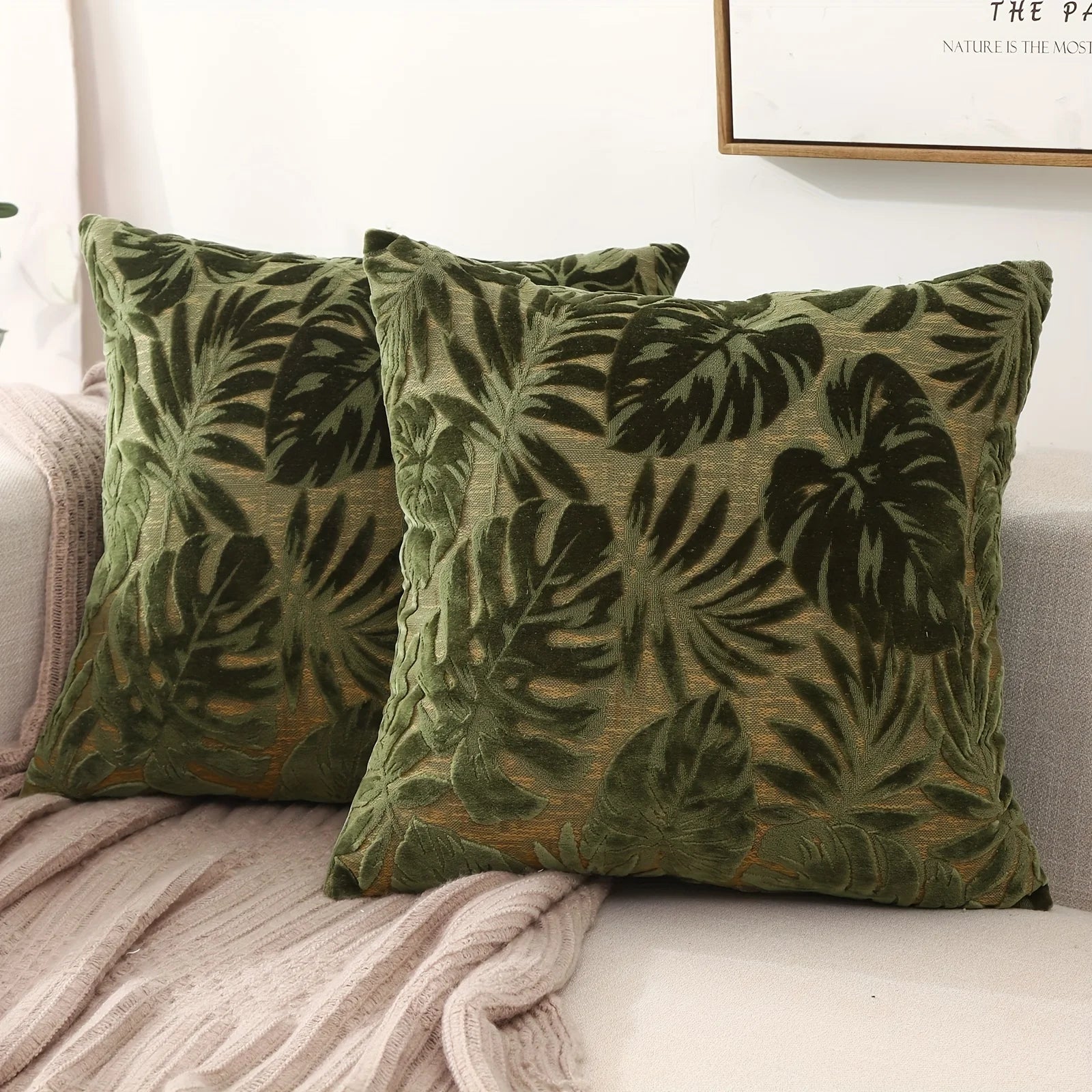 Chenille Kissenbezug – Tropisches Pflanzendesign – 450mm