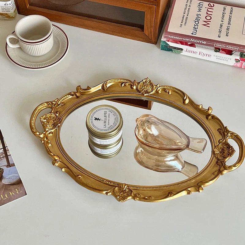 Vintage Spiegelglas Tablett – Retro Design und Facetten