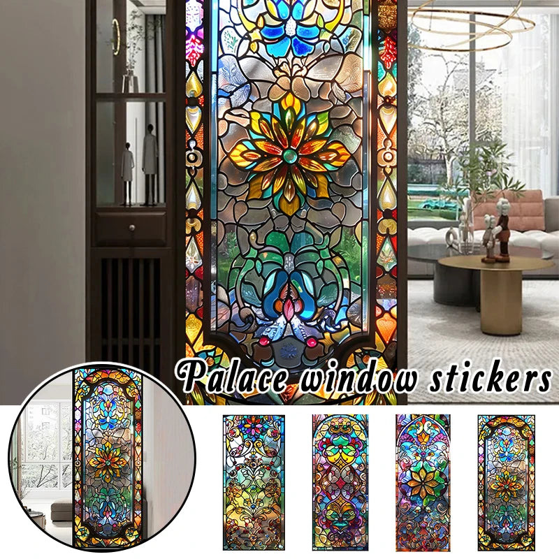 Retro Sichtschutzfolie – Buntglas-Design – 50x100 cm