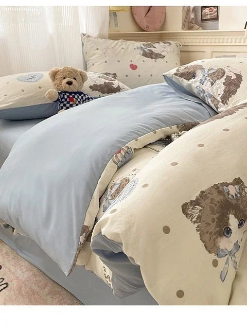 Blumen Bettwäsche Set – Cartoon Polyester – Queen 200x230cm