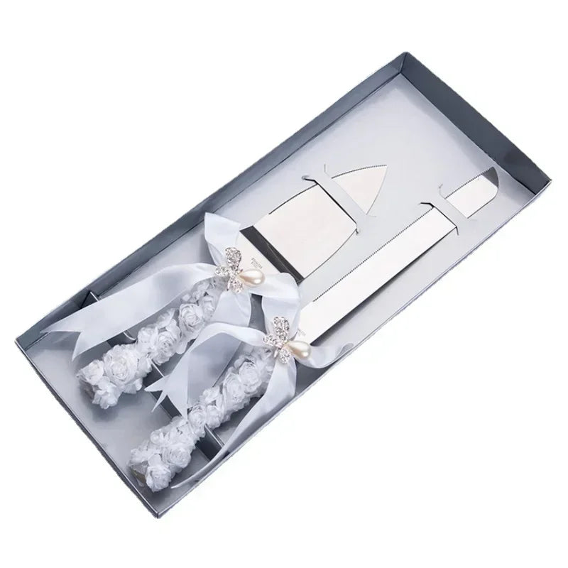 Europäisches Messer- und Gabelset – Diamantschleife – Geschenk