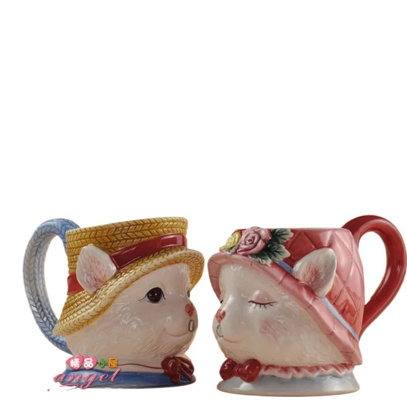 Katzenpaar Tassen – Porzellan Europäisch – Hochzeitsgeschenk Set