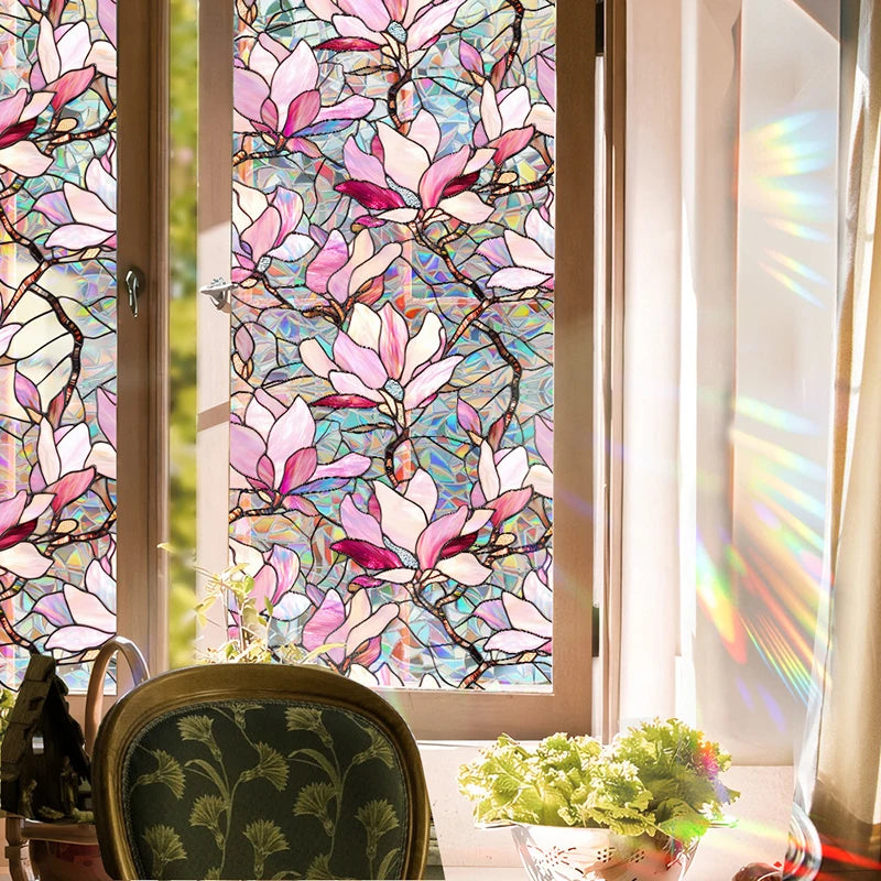 Sichtschutz Fensterfolie – Rosa Blumendesign – 43x200CM