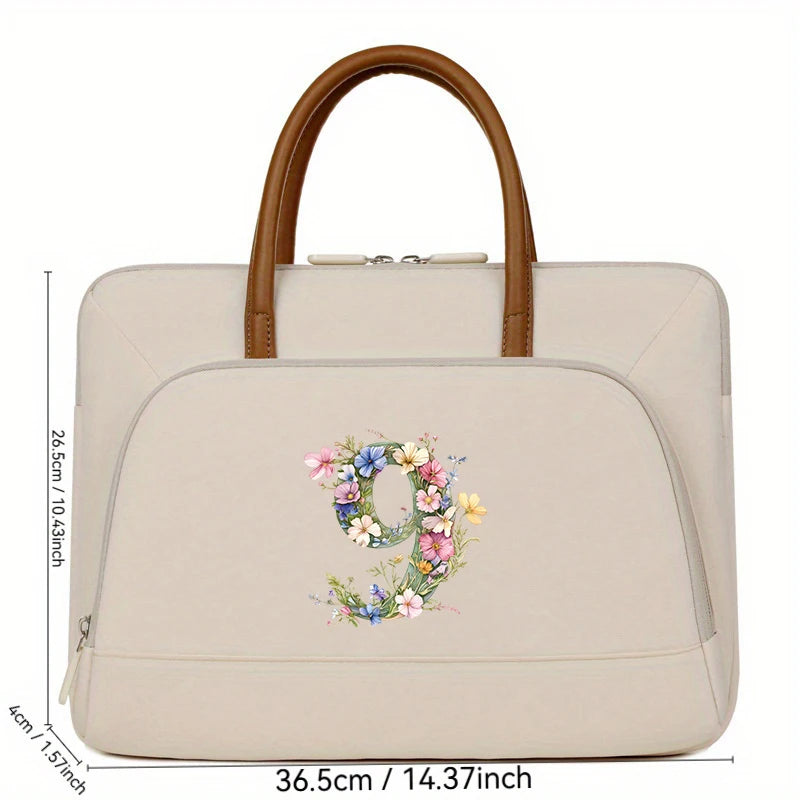 Laptop-Aktentasche - Florales Polyester - Grosses Volumen