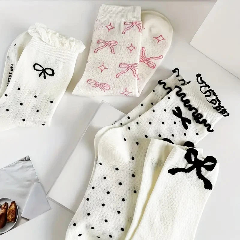 Damen Herbst Socken – Faltiges Strick Design – Mittellänge