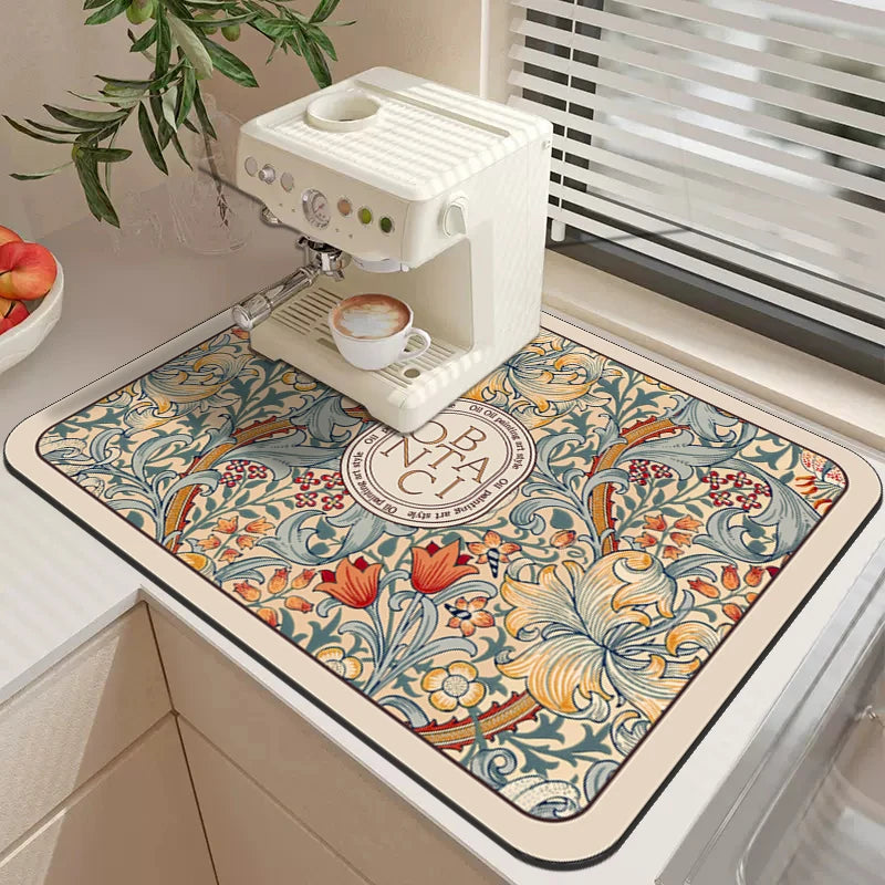 Abtropfmatte Küche – Florales Polyester – 40cmx60cm