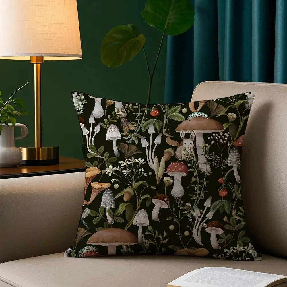 Kissenbezug Eichhörnchen Pilz - Plüsch Polyester - Beidseitig 45x45cm