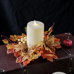 Simulierter Ahornblatt-Kerzenhalter – PE Herbststil – 25cm Durchmesser