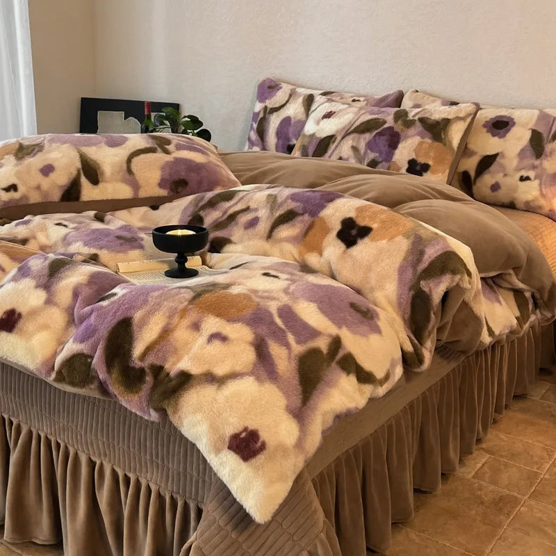 Samt-Bettwäsche-Set – Winterwärme – Doppel Queen Grösse