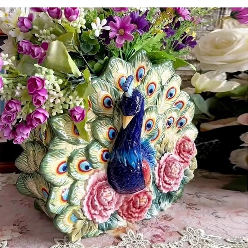 Keramikvase – Pastoral Handbemalt Pfingstrose – 28x14x23cm