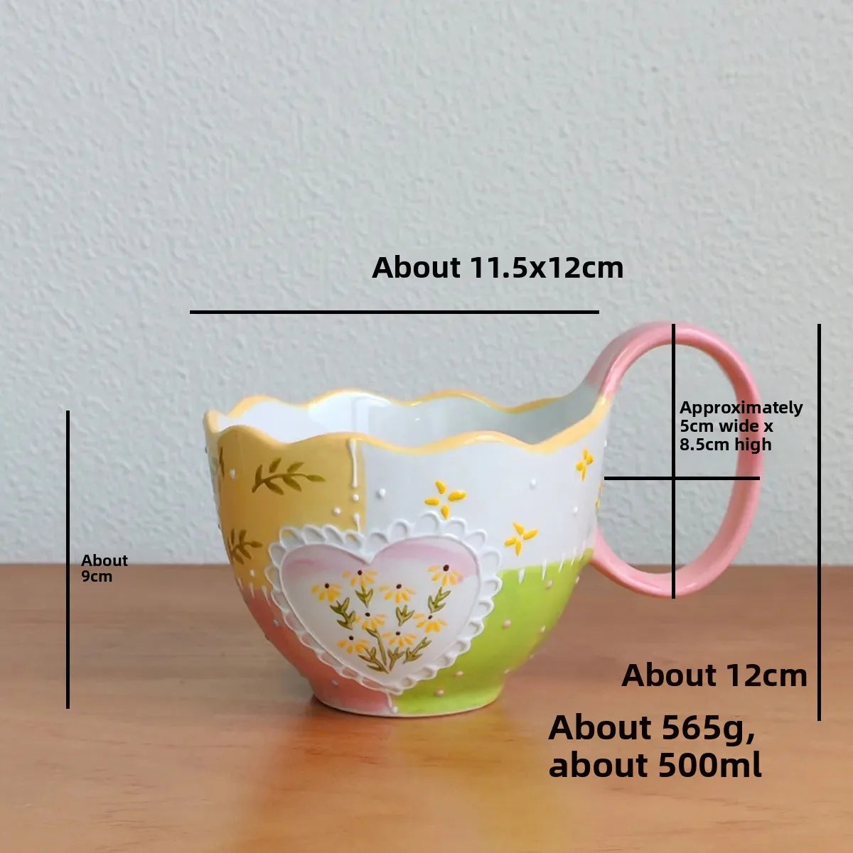 Handbemalte Keramiktassen – 430ml – Frühstücksgenuss