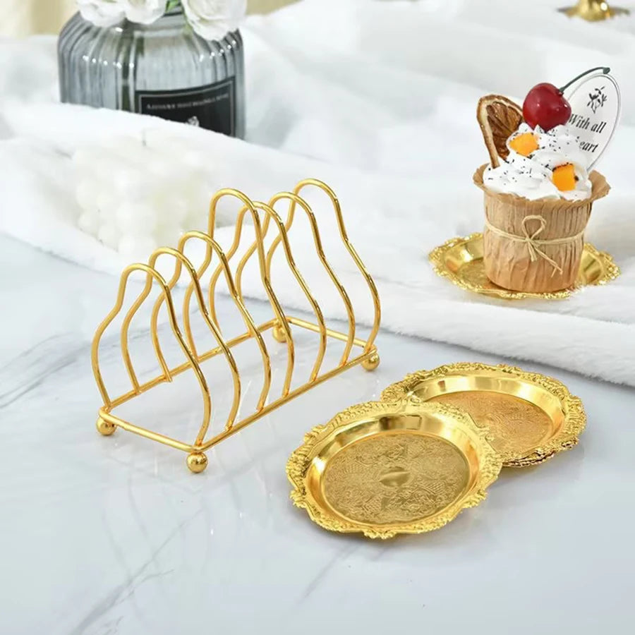 Dreieckiger Geschirrständer – Gold/Silber – Kompakte Küchenhilfe