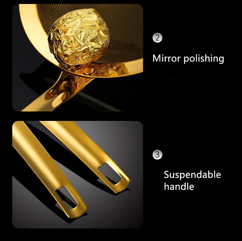 Edelstahl-Skimmer – Goldenes Netz-Design – 5 Grössen