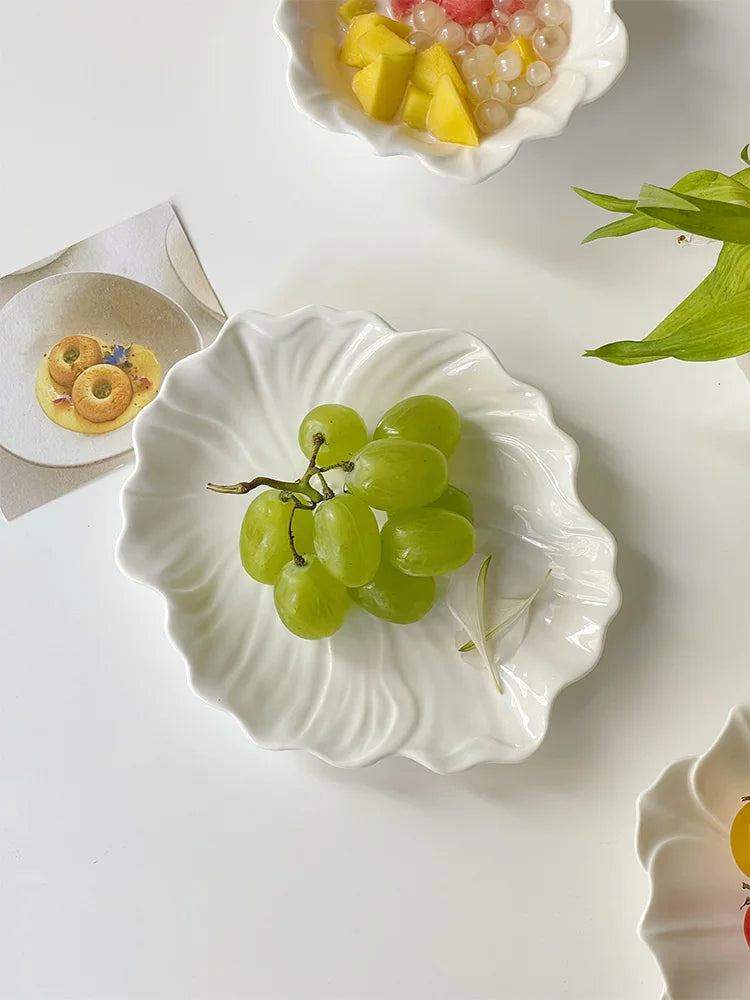 Retro Lotusblatt Schüssel – Keramik, Japanischer Stil, 13-17.2cm