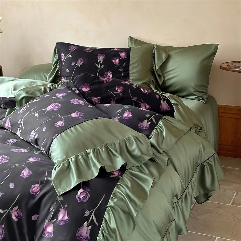 Baumwoll-Bettwäsche-Set – Vintage Rosenprint – 220x240cm