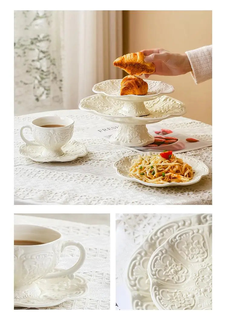 Keramikrelief-Teekanne – Elegantes Porzellan-Set