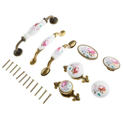 Vintage Keramik Möbelknöpfe – Blumenmuster für Schränke
