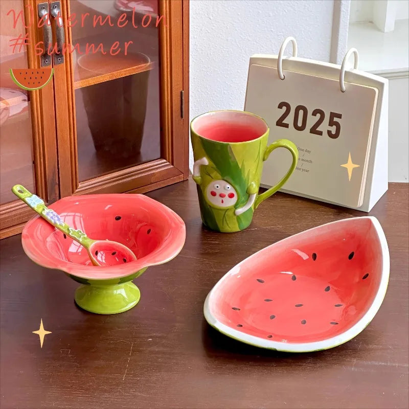 Wassermelonen-Geschirr – Keramikunterglasur-Set