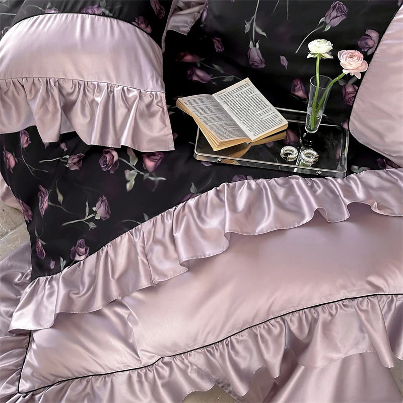 Bettwäsche-Set aus Baumwolle mit Vintage Rosenprint, Farbe: Stil 1, Grösse: King 220x240cm