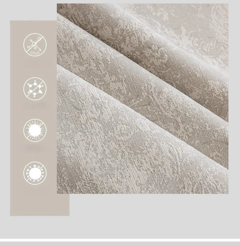 Beige Jacquard Vorhänge – Chenille Design für Villen