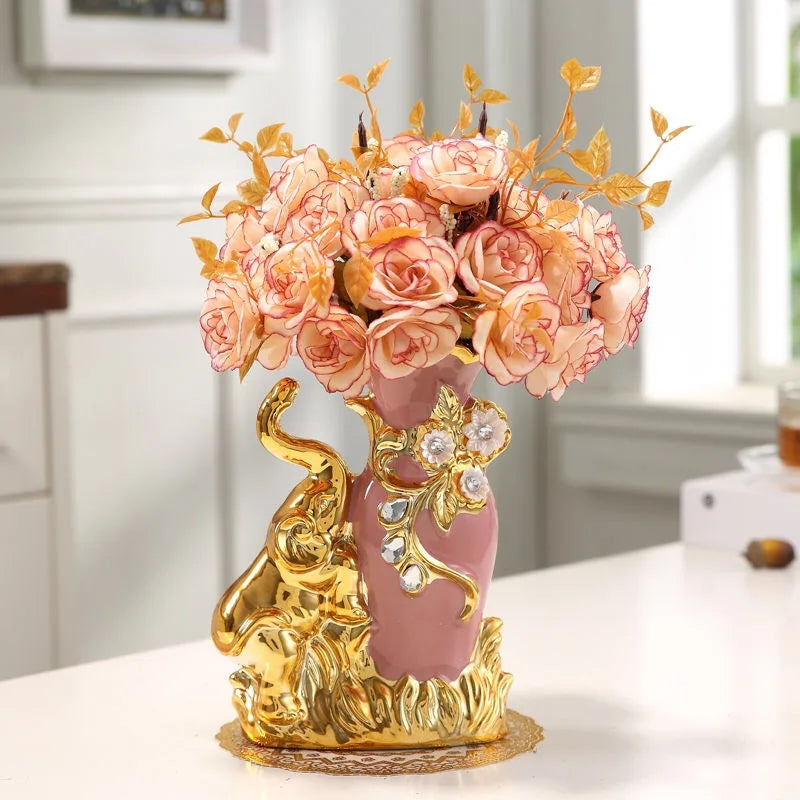 Moderne Vase – Goldglas & Keramik – Wohnzimmereinrichtung