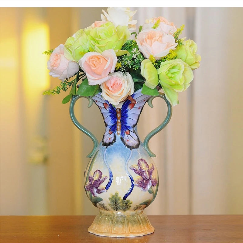 Orchideen Keramikvase – Pastoral Stil 22.8X16X33CM