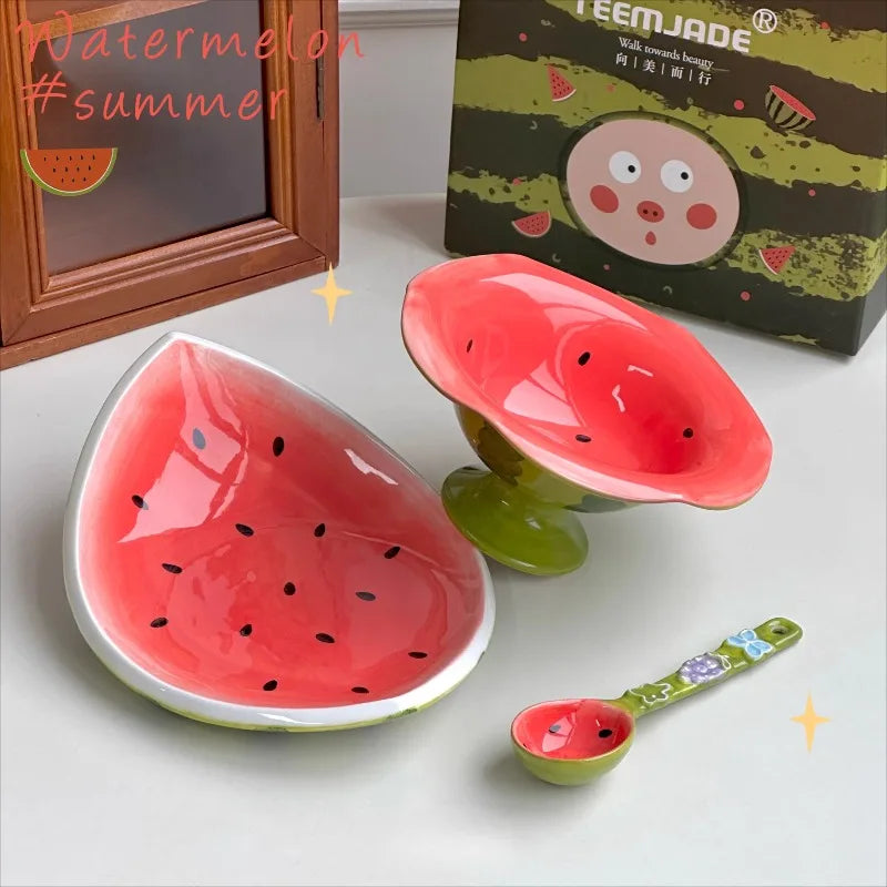 Wassermelonen-Geschirr – Keramikunterglasur-Set