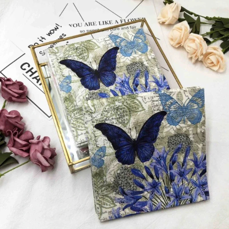 Schmetterling Blumen Servietten – Reines Holzpulpapier 33cm