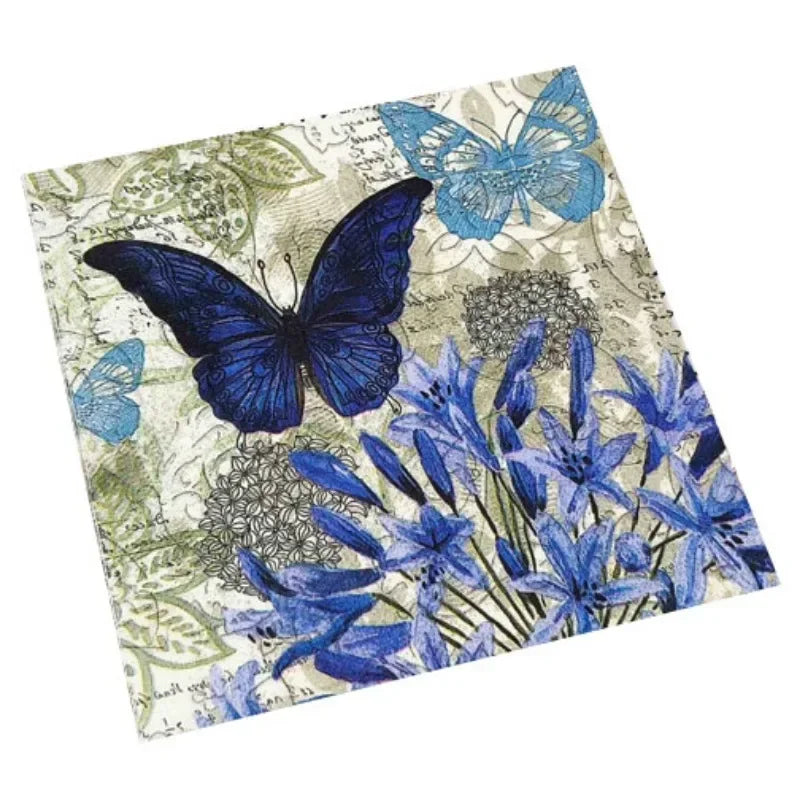 Schmetterling Blumen Servietten – Reines Holzpulpapier 33cm