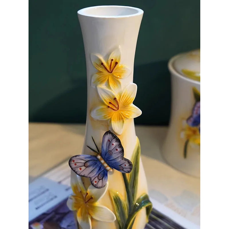Schmetterlings-Orchideen-Vase – Keramik Modern