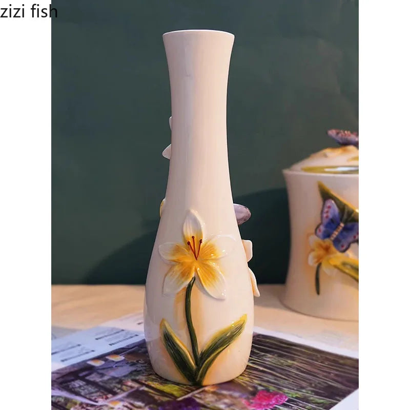 Schmetterlings-Orchideen-Vase – Keramik Modern