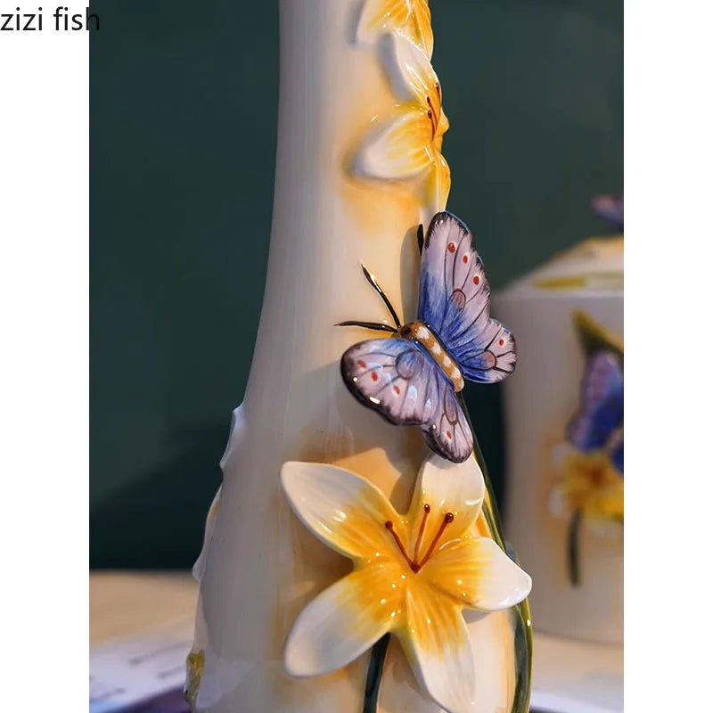 Schmetterlings-Orchideen-Vase – Keramik Modern