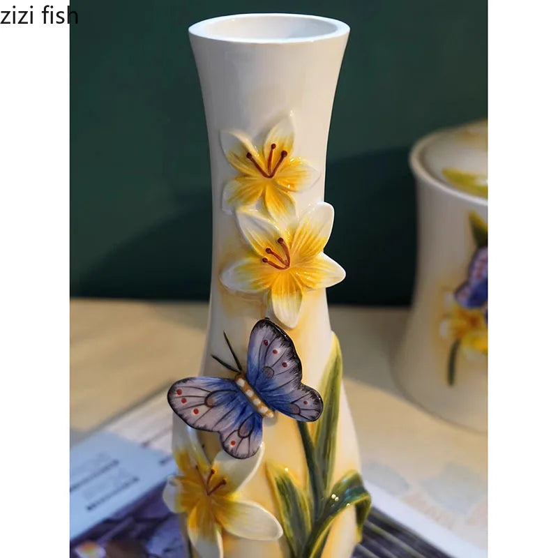 Schmetterlings-Orchideen-Vase – Keramik Modern