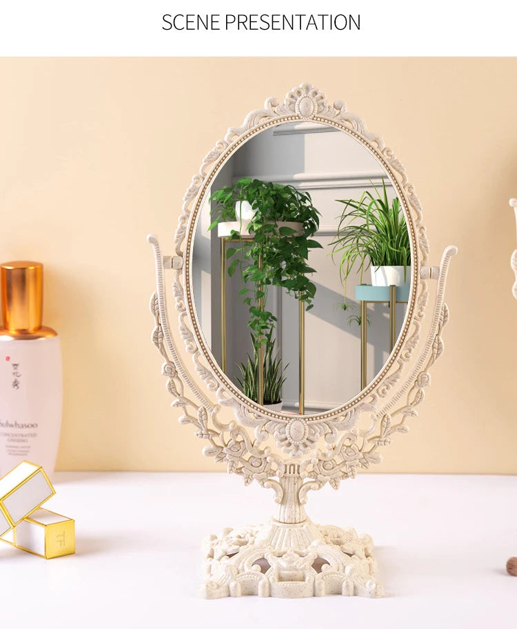 Schminkspiegel – Vintage Oval Design – Beidseitig 31x15 cm