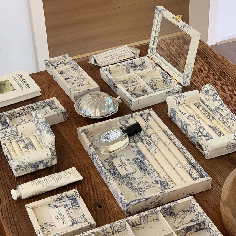 Schmuckdisplay Tablett – Künstlerisches Leinen-Design, Verschiedene Grössen