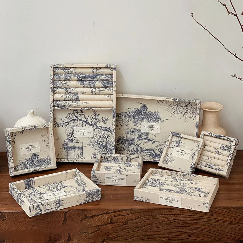 Schmuckdisplay Tablett – Künstlerisches Leinen-Design, Verschiedene Grössen