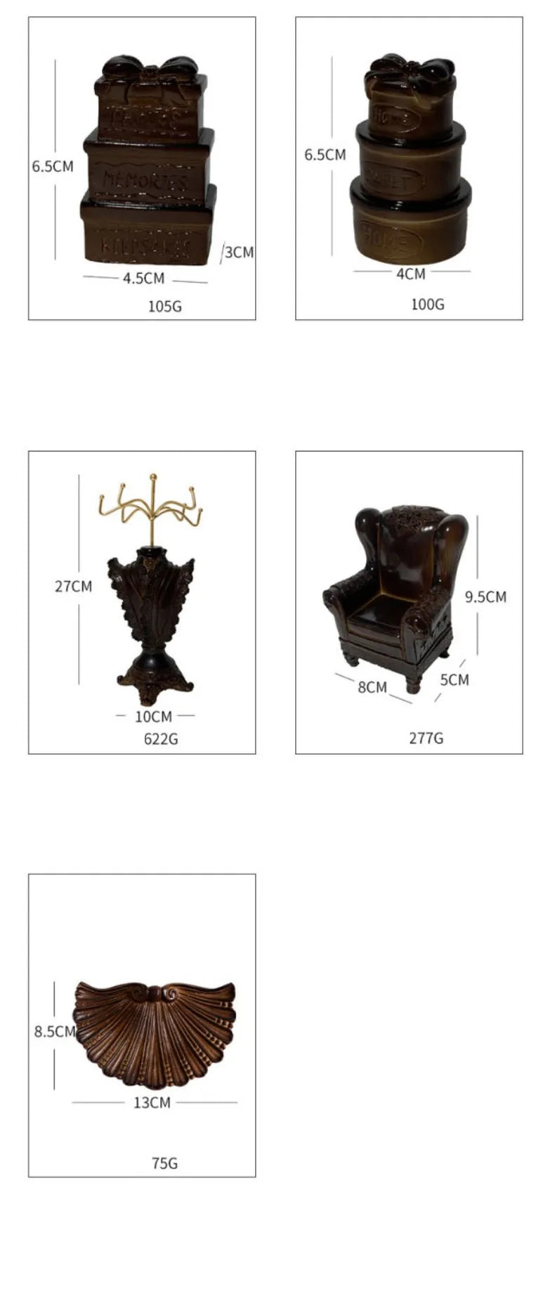 Schmuckständer – Retro Gips Design – 27 cm Höhe