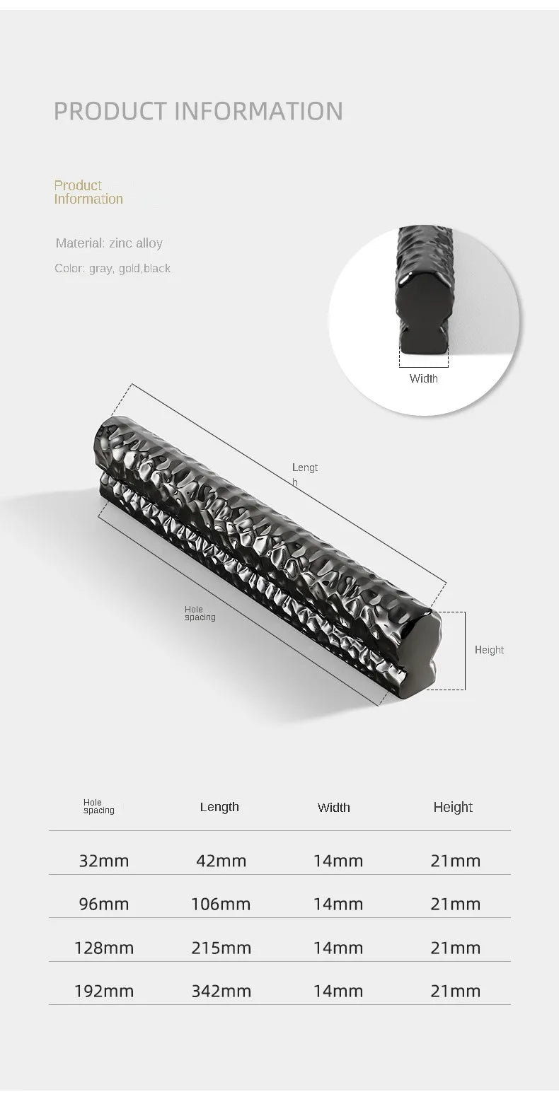 Schrankgriff – Modern Zinklegierung – Verschiedene Grössen