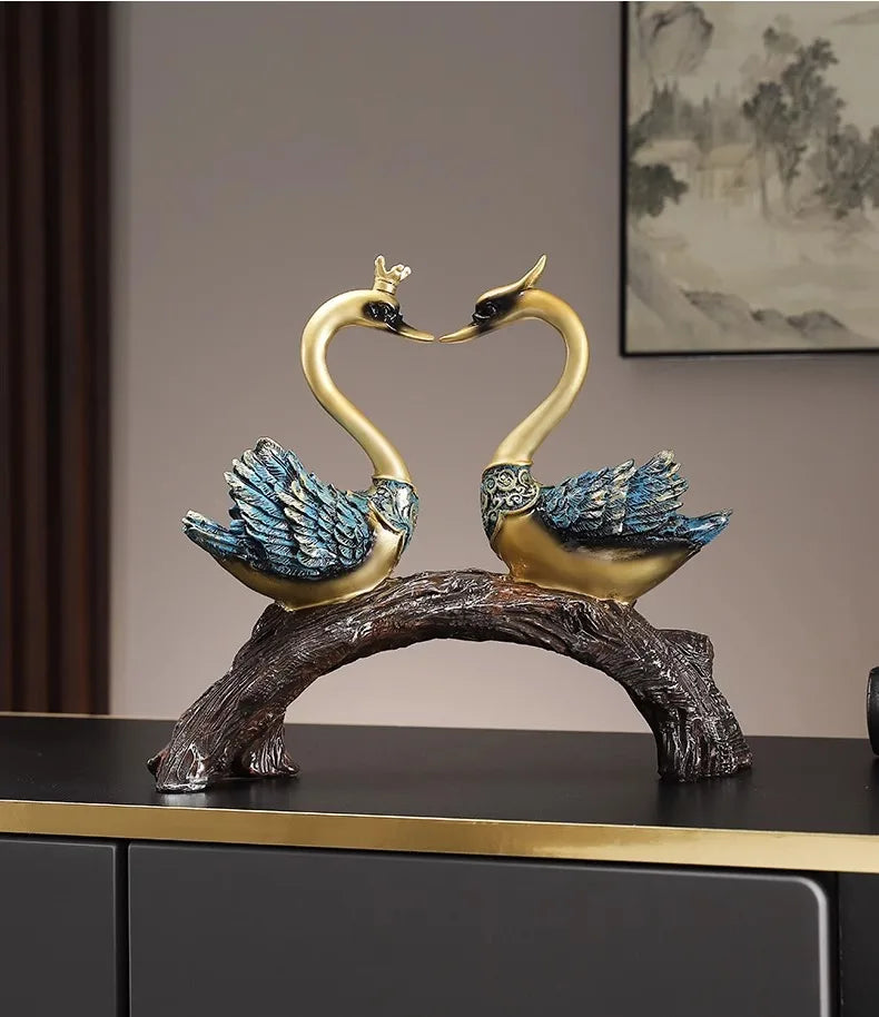 Schwanenornamente – Kunstharz-Design – Wohnzimmerdeko
