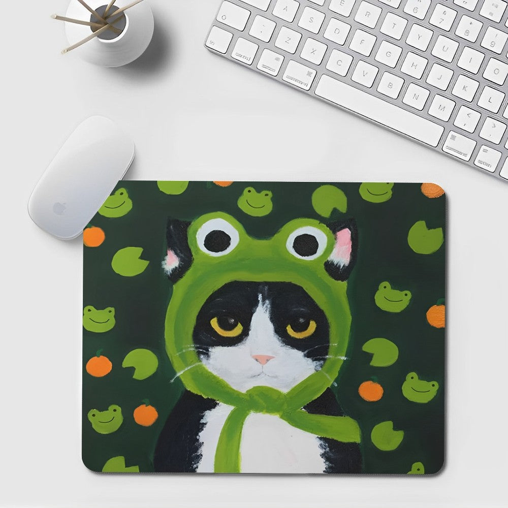 Kawaii Mauspad aus Gummi mit schwarzer Katze, rechteckig 20x25 cm