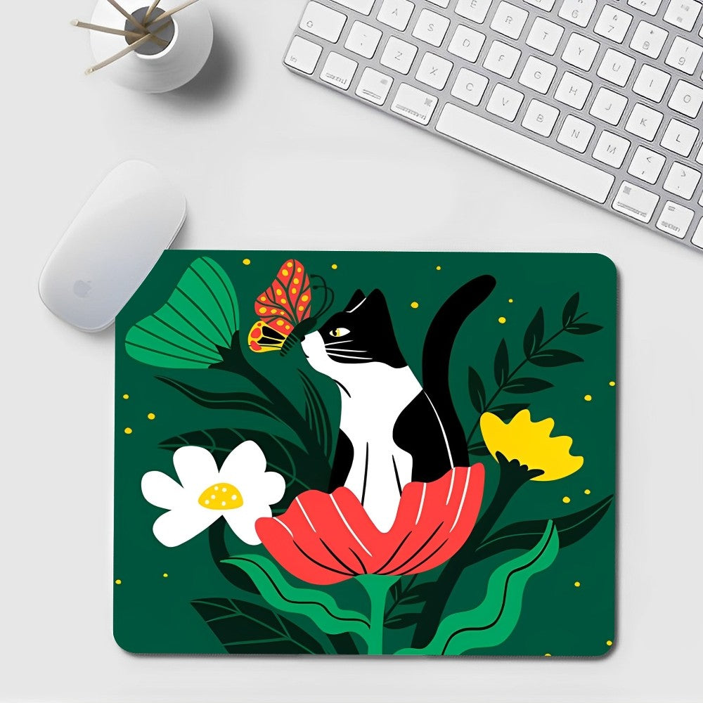 Schwarzes Kawaii-Gummi-Mauspad im DIY-Stil 20x25 cm für Schreibtisch