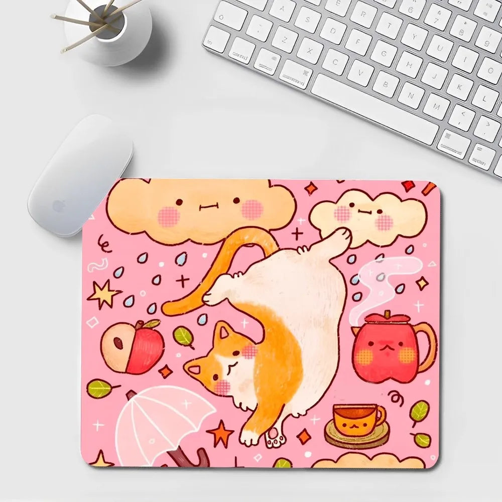 Schwarzes Katze Mauspad aus Gummi im Kawaii Stil, Grösse: Nicht LockEdge 20x25cm