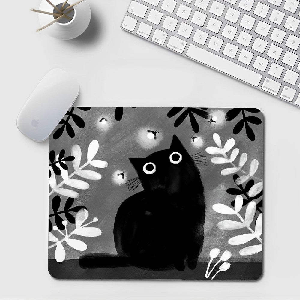Kawaii Mauspad mit schwarzer Katze aus Gummi, Grösse: 20x25 cm
