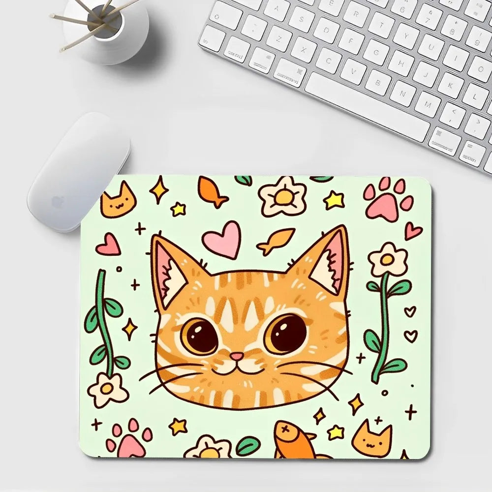 Schwarzes Katze Mauspad im Kawaii-Stil, Gummi, 20x25 cm, rutschfest