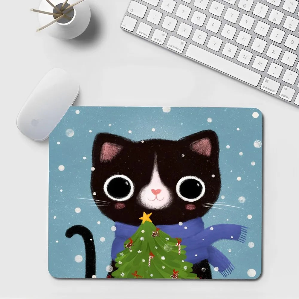 Kawaii Mauspad mit schwarzer Katze, Gummimaterial, Grösse: Nicht LockEdge 20x25cm